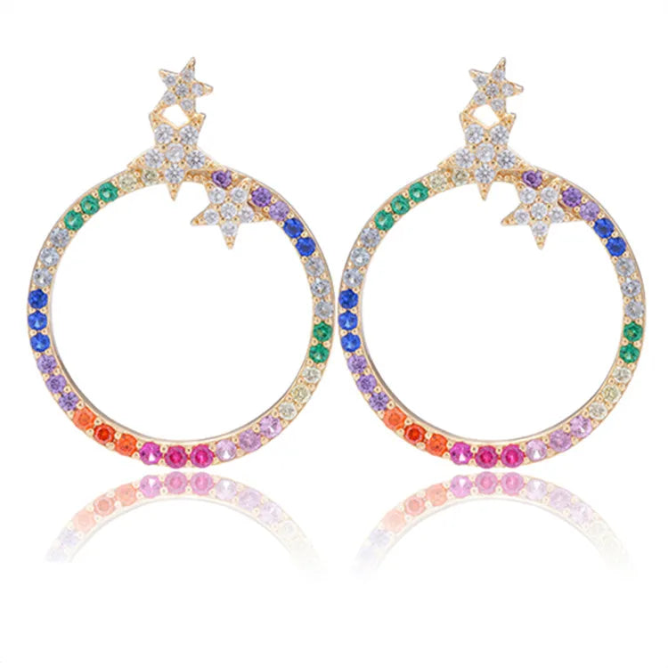 Wholesale Fashion Hoop Earrings Cheap 925 Sterling Silver Earings Set Rainbow Earrings for Women Kirin Jewelry