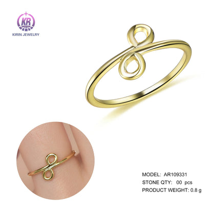 fine s925 silver Gold Plated Infinity Symbol Band Ring