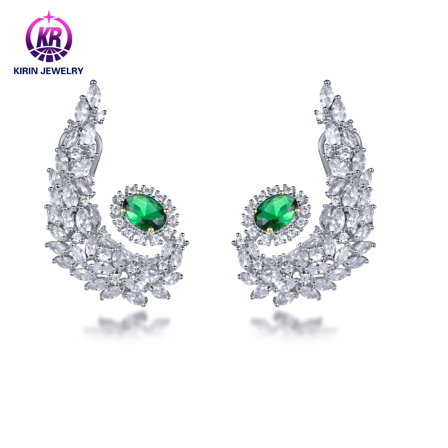 Wholesale Gold Plated Jewelry Stud Earring Premium 5A Cubic Zirconia 925 Sterling Silver Earring For Women Kirin Jewelry