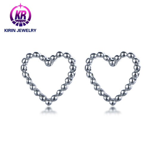 Wholesale earrings 925 sterling silver earrings love earring fashionable and elegant threaded heart-shaped earrings women's earrings Kirin Jewelry