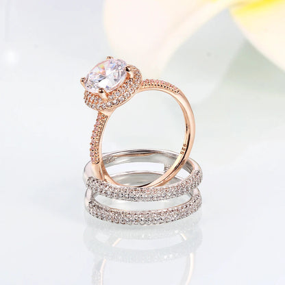 Wholesale pricing Bride women's luxury wedding bands jewelry set Wedding Rings For fine jewelry rings men And Women engagement ring Rose Gold Engagement ring set Kirin Jewelry