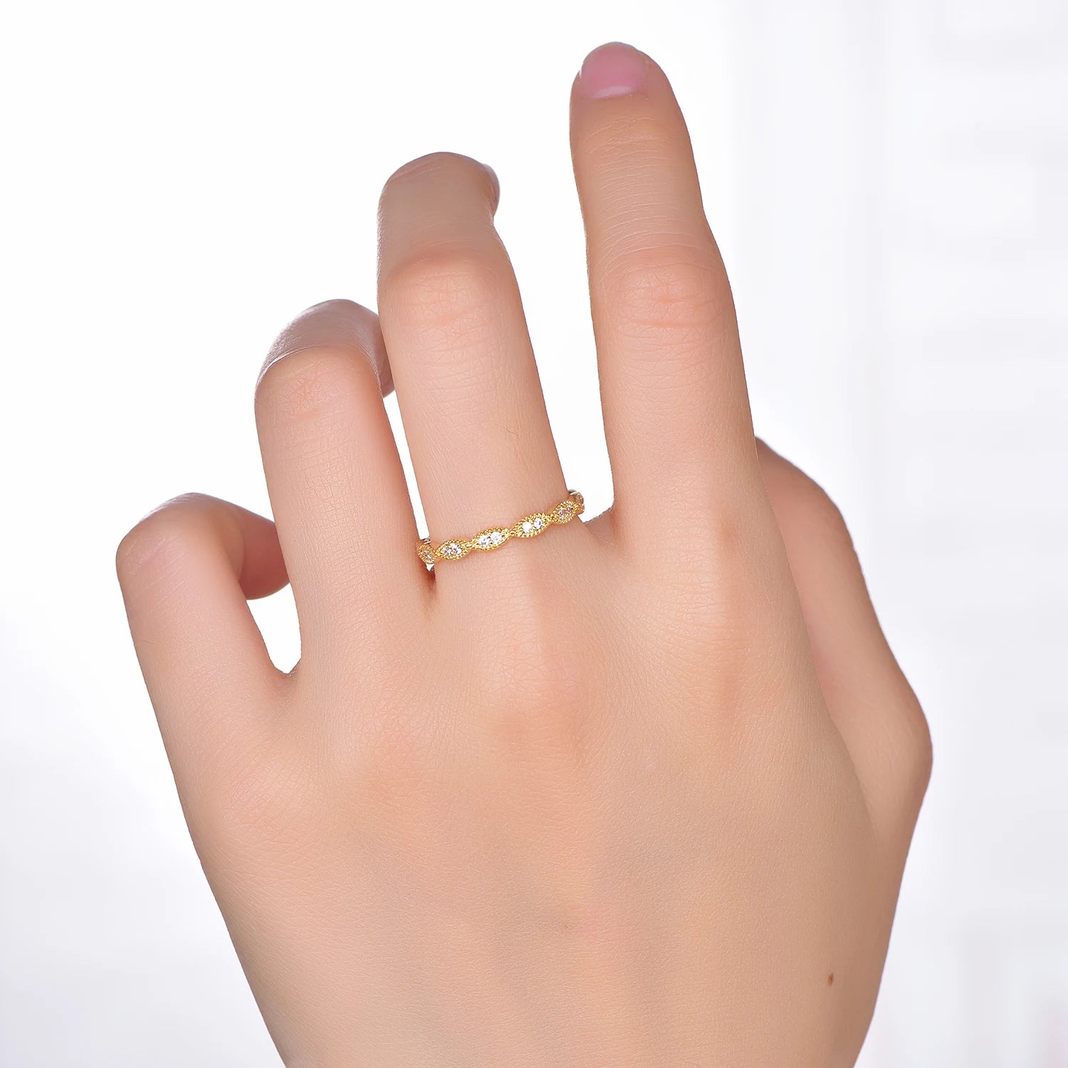 Women's personalized fashion jewelry 3A white cubic zirconia 14K and 18K engagement wedding anniversary gold ring Kirin Jewelry