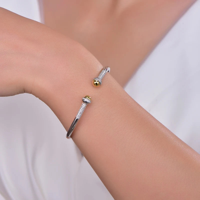 Zircon set opening bracelet ladies dinner gold plated 925 silver jewelry vintage opening design inspiration Kirin Jewelry