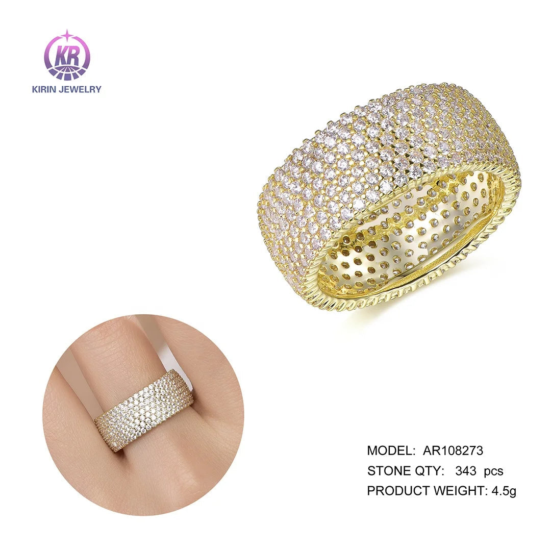 anello anillo de oro wholesale american woman jewelry gold plated ring paved diamond ring 18k gold ring Kirin Jewelry