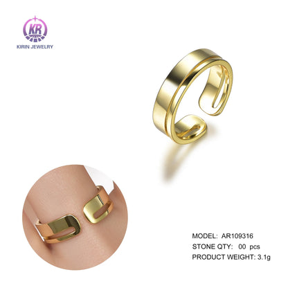 anillo de oro 14k 18k gold resizable rings women resizable rings 925 silver adjustable gold plated rings Kirin Jewelry