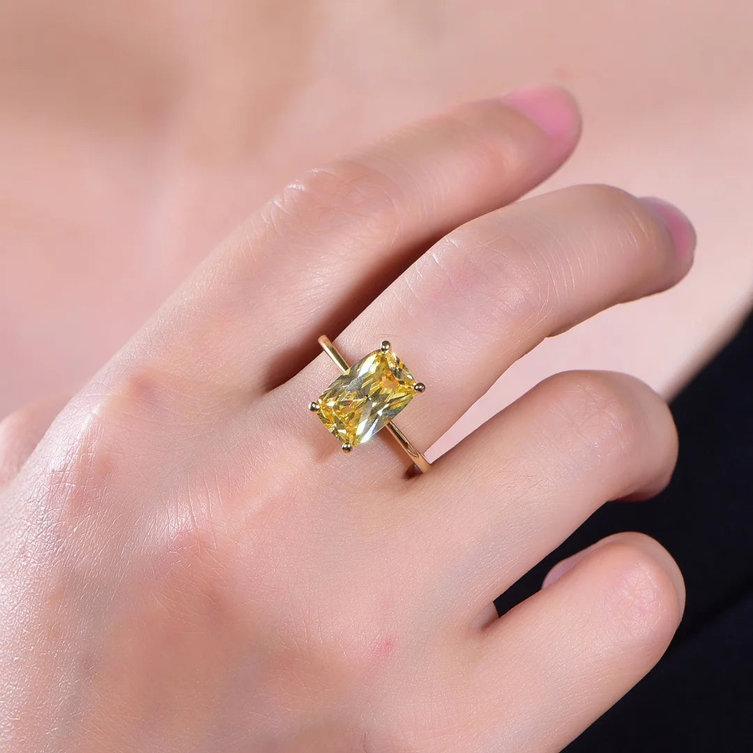 anillo gold wedding band ring Baguette Diamond Band Ring Baguette Cut Sterling Silver Women's Band square 18k gold plated ring Kirin Jewelry