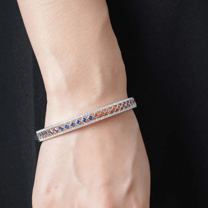 brazalete rainbow crystal bangle jewelry women 925 sterling silver bangle bracelet 14k 18k gold bangle braccialetto Kirin Jewelry