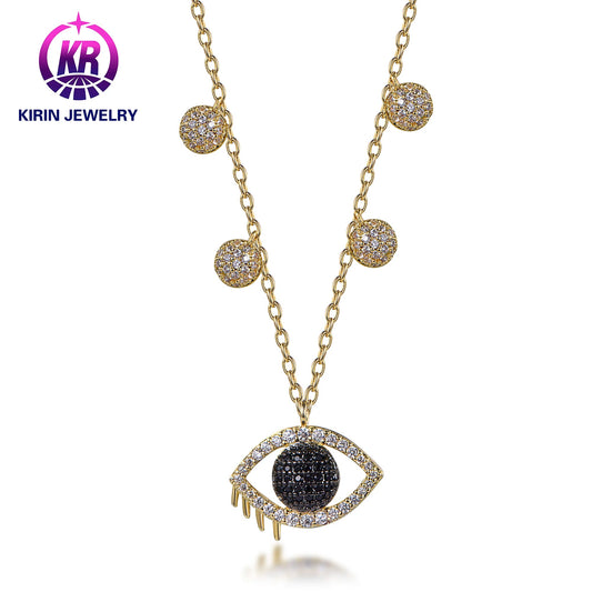 chain jewelry crystal 18k gold plated stainless steel blue eyes pendant necklace girls designer 925 sterling silver necklace Kirin Jewelry