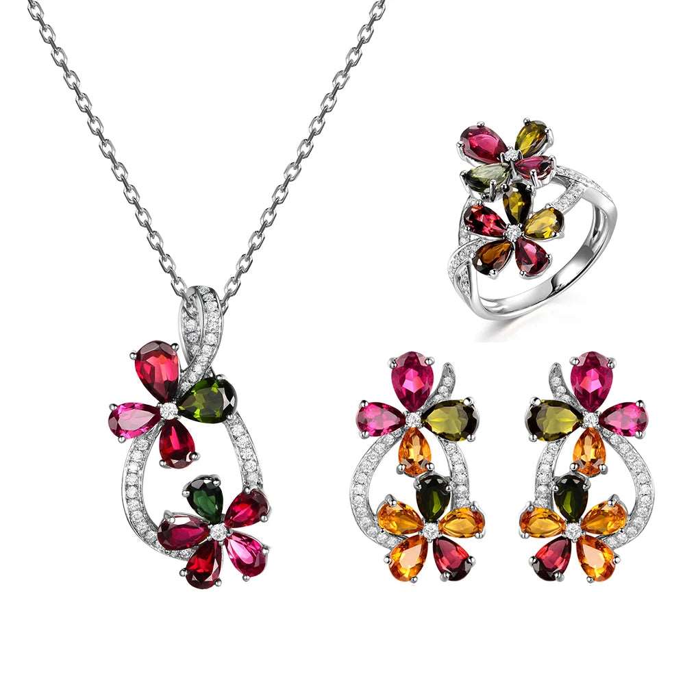 christmas wedding jewelry set flower tear drop diamond pendant earring ring jewelry set african women bridal jewelry set Kirin Jewelry