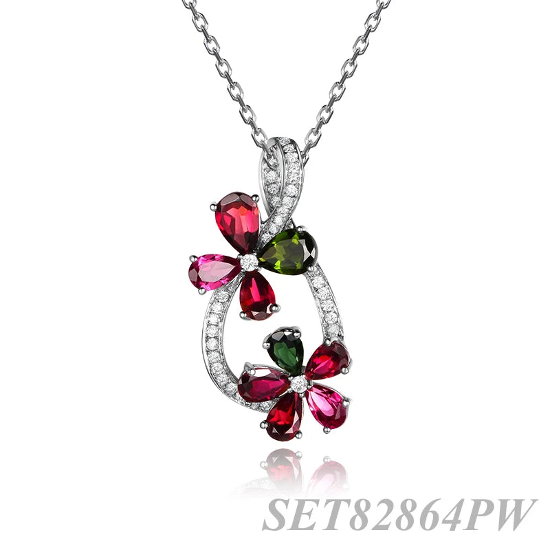 christmas wedding jewelry set flower tear drop diamond pendant earring ring jewelry set african women bridal jewelry set Kirin Jewelry