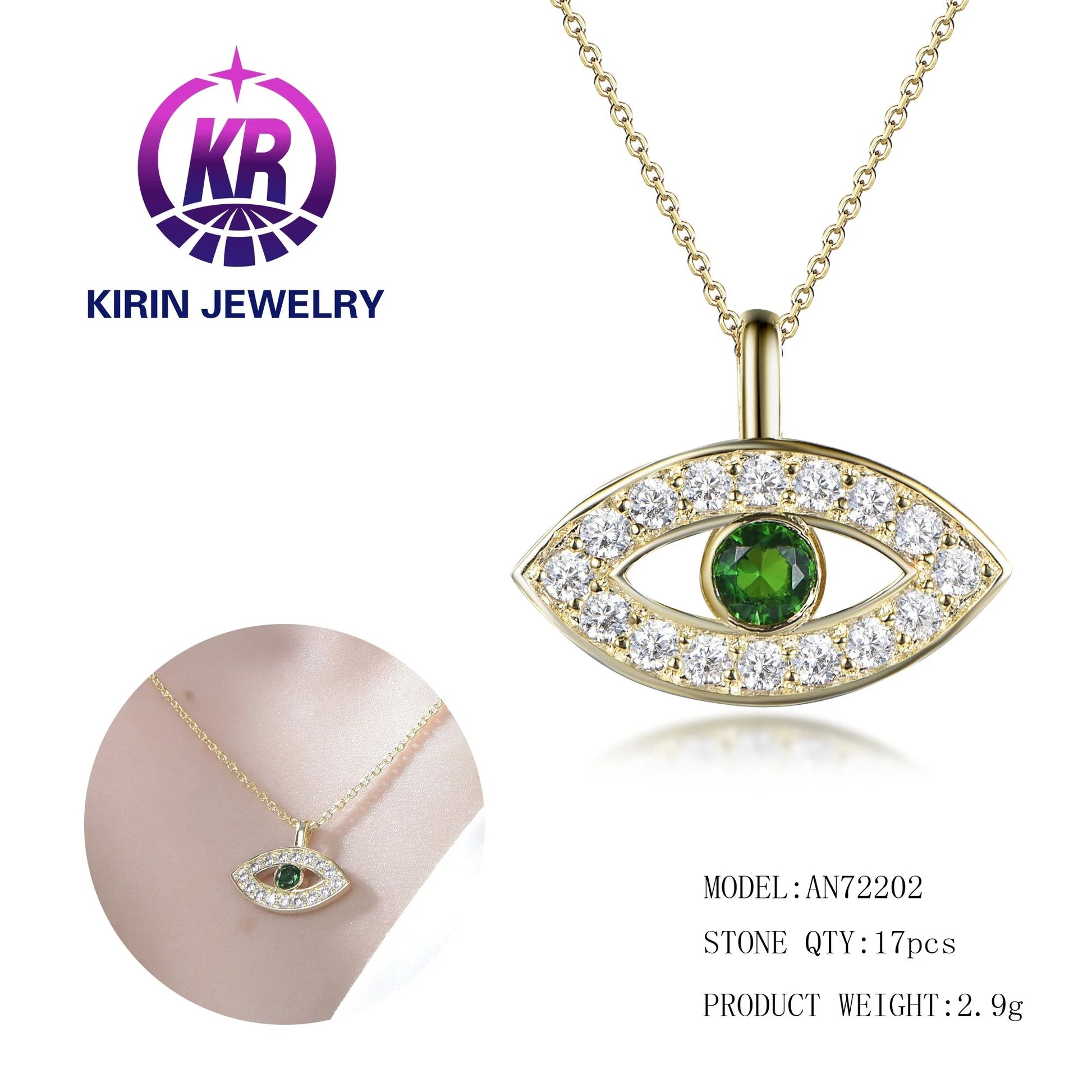 collana con ciondolo eye pendant necklace for Women eye necklace pendants Ladies collar colgante eye pendant necklace Kirin Jewelry