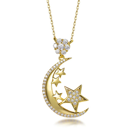 collar 18k vermeil gold star sign necklaces 18k gold moon and star necklace chain women moon star necklace Kirin Jewelry