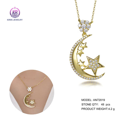 collar 18k vermeil gold star sign necklaces 18k gold moon and star necklace chain women moon star necklace Kirin Jewelry