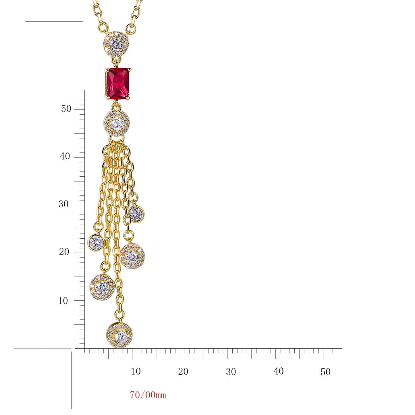 collar de oro AAA cz ruby diamond choker necklace 18k gold chain necklace tassel real solid gold necklace Kirin Jewelry