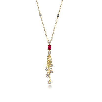 collar de oro AAA cz ruby diamond choker necklace 18k gold chain necklace tassel real solid gold necklace Kirin Jewelry