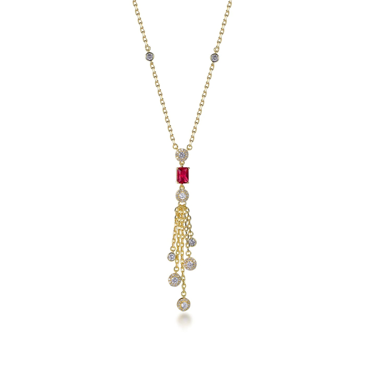 collar de oro AAA cz ruby diamond choker necklace 18k gold chain necklace tassel real solid gold necklace Kirin Jewelry