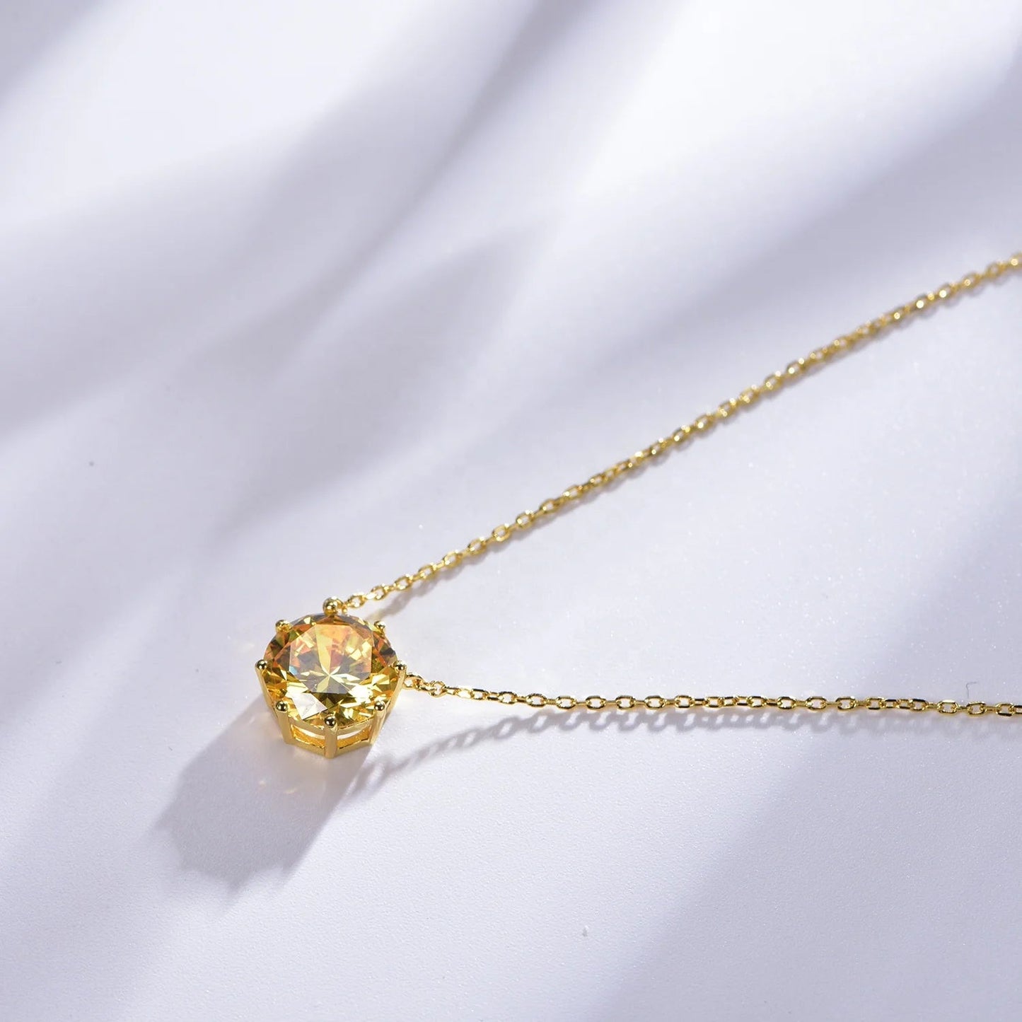 collar de oro canary yellow stone 18k gold Plating chain necklace AAA cz yellow diamond necklace 18k gold Plating necklace Kirin Jewelry