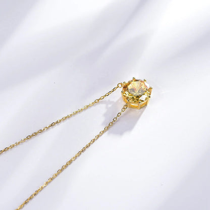 collar de oro canary yellow stone 18k gold Plating chain necklace AAA cz yellow diamond necklace 18k gold Plating necklace Kirin Jewelry