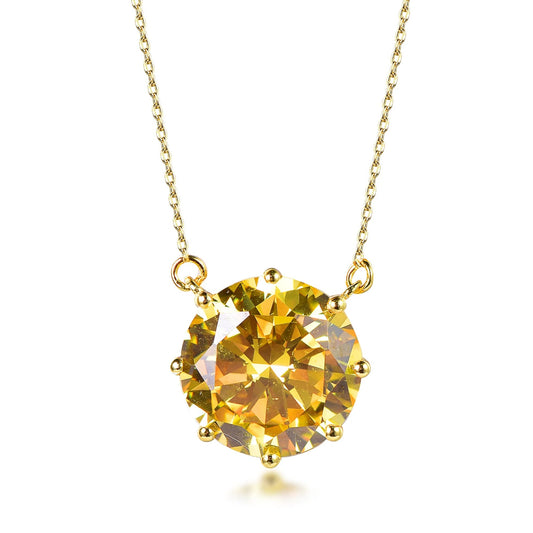 collar de oro canary yellow stone 18k gold Plating chain necklace AAA cz yellow diamond necklace 18k gold Plating necklace Kirin Jewelry