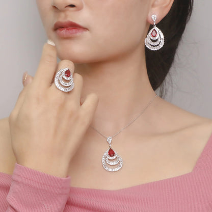 conjuntos de joyas AAA CZ red corundum fine jewellery sets for Women jewelry set bridesmaid jewelry sets Kirin Jewelry