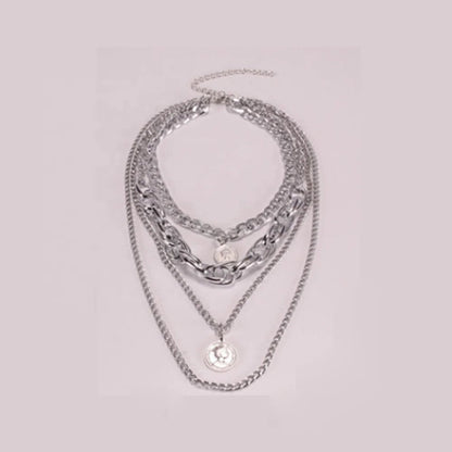 couples stainless steel necklace valentine's layered chain necklace women alloy stainless steel silver 18k gold necklace Kirin Jewelry