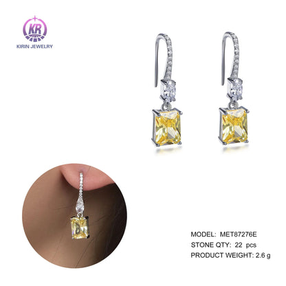 crystal drop earrings 2022 canary zircon sterling silver earrings 925 yellow CZ gem drop earrings Kirin Jewelry