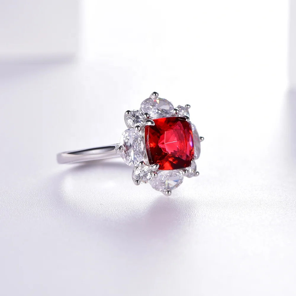 cushion ruby diamond s925 Cubic Zircon engagement rings