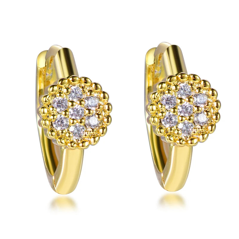 cz set fine gold plated earrings round oversized style jewelry custom stones Kirin Jewelry