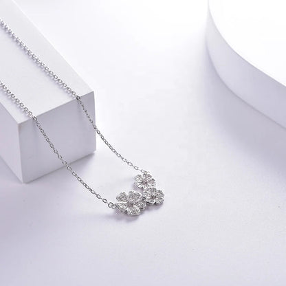 dainty flower necklace pendant Micro pave Cubic Zirconia Diamond Jewelry Wedding Bridal Jewellery flower necklace Kirin Jewelry