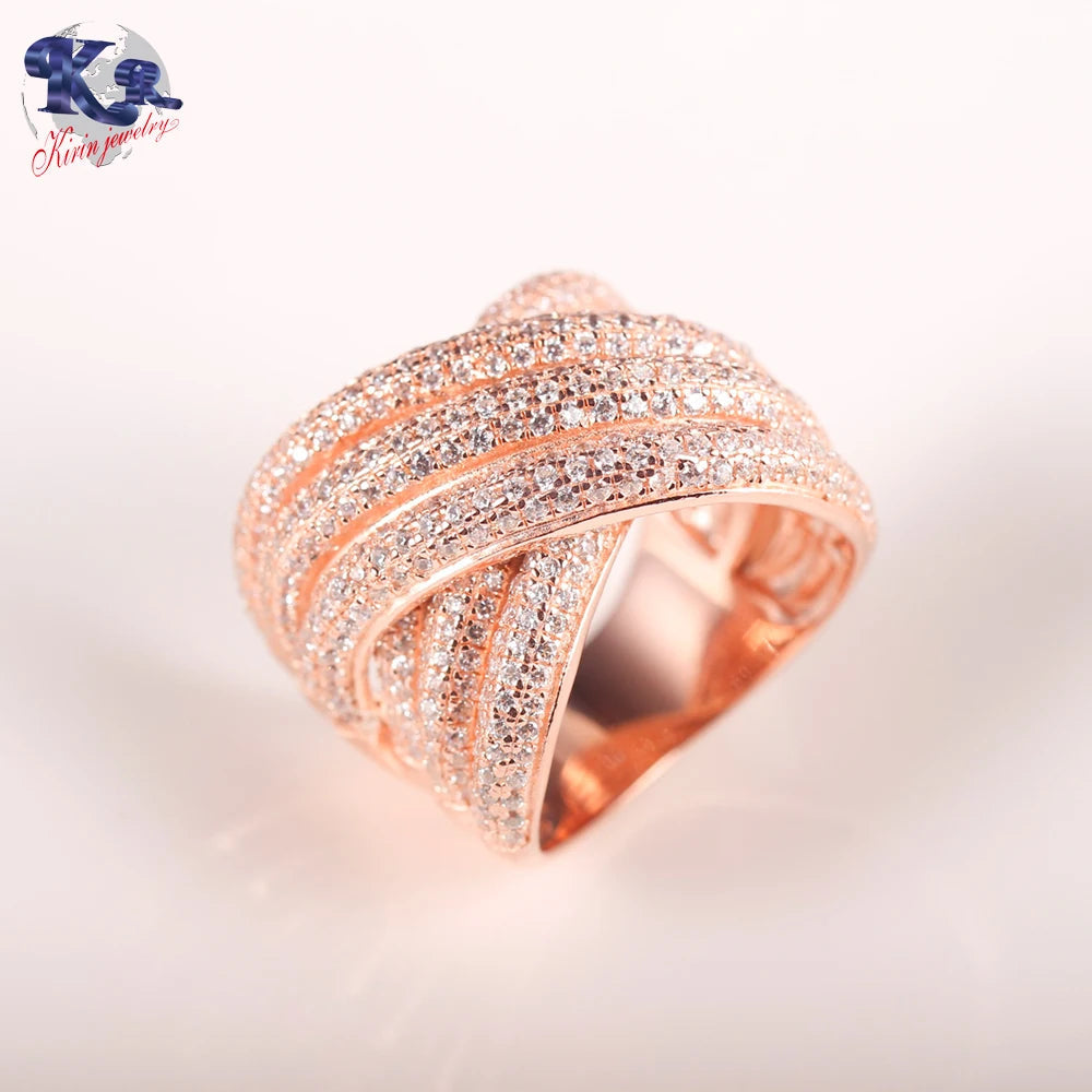 diamond 925 luxury sterling silver luxury unisex wedding ring men women crystal gemstone zircon ring Kirin Jewelry