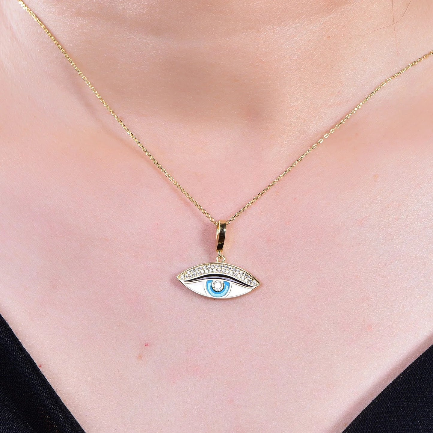 eye necklace 925 sterling silver Pendants wholesale fashion eye necklace charm eye diamond necklace pendant Kirin Jewelry