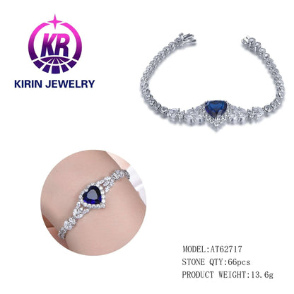 fancy sterling silver bracelet for Women Marquise zircon diamond bracelet heart aquamarine 925 sterling silver bracelet Kirin Jewelry