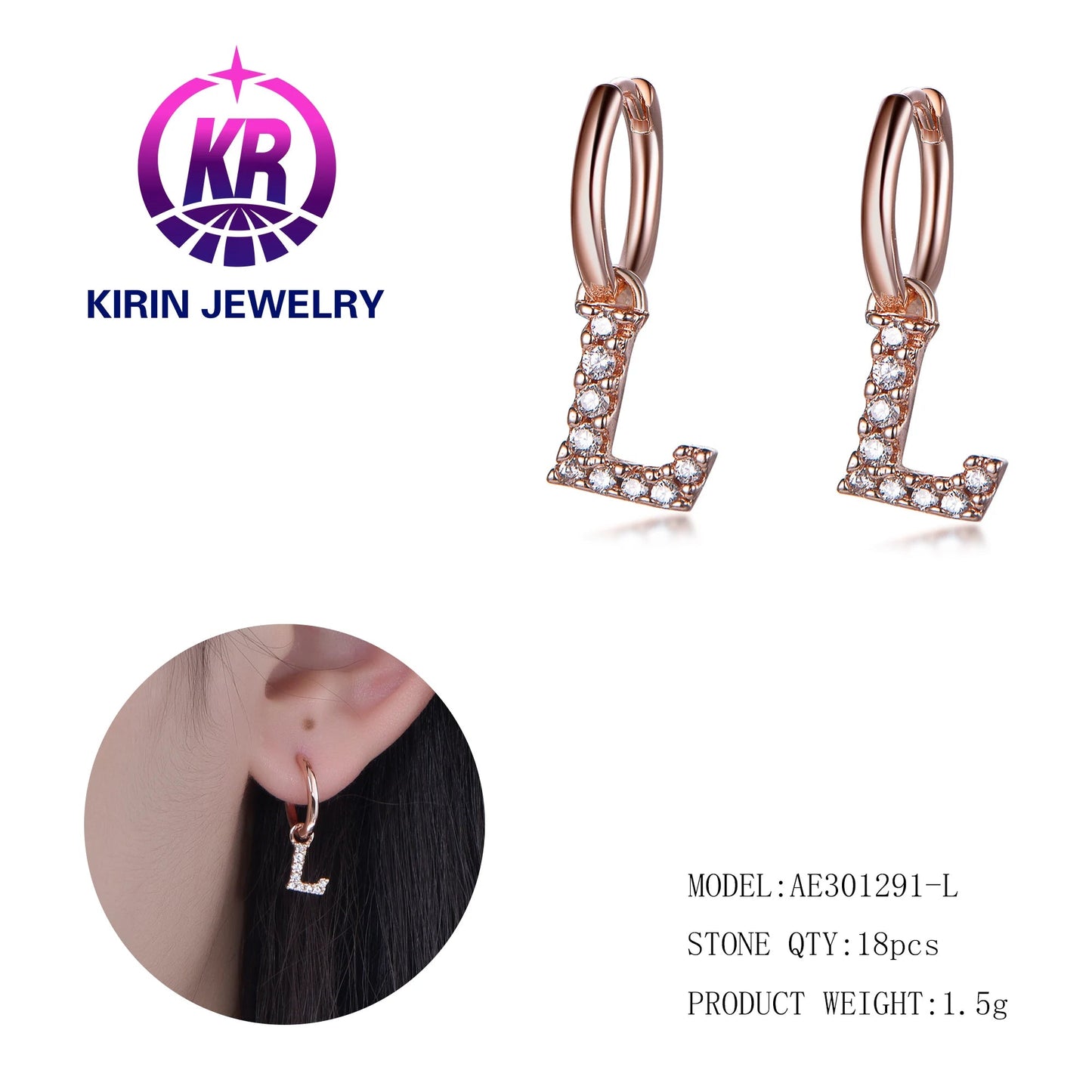 fashion earrings for women, latest design 18k gold plated jewelry, diamond stone gold hoop earring women Kirin Jewelry