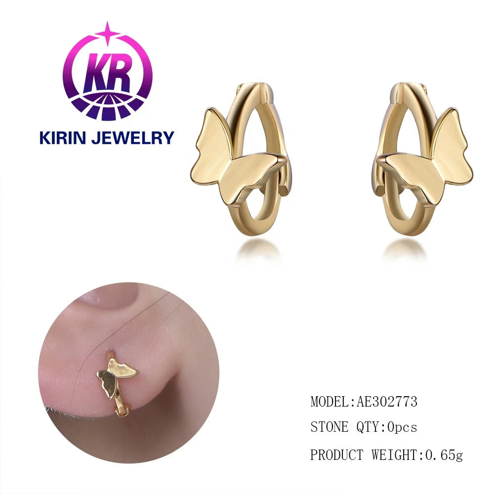 fashion with french needle ear rings custom butterfly cuff huggie earrings 925 gold plated earrings 18k gold earrings jewelry Kirin Jewelry