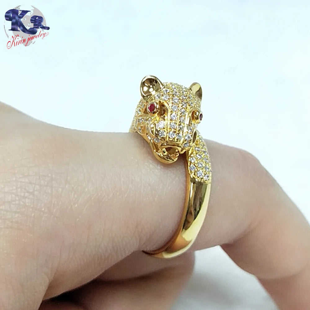 fashion zircon power animal shape rings luxury ring gold jewelry men ring trendy animal leopard ring animal gold plated ring 925 sterling silver jewelry for women custom 18K gold wedding rings Kirin Jewelry