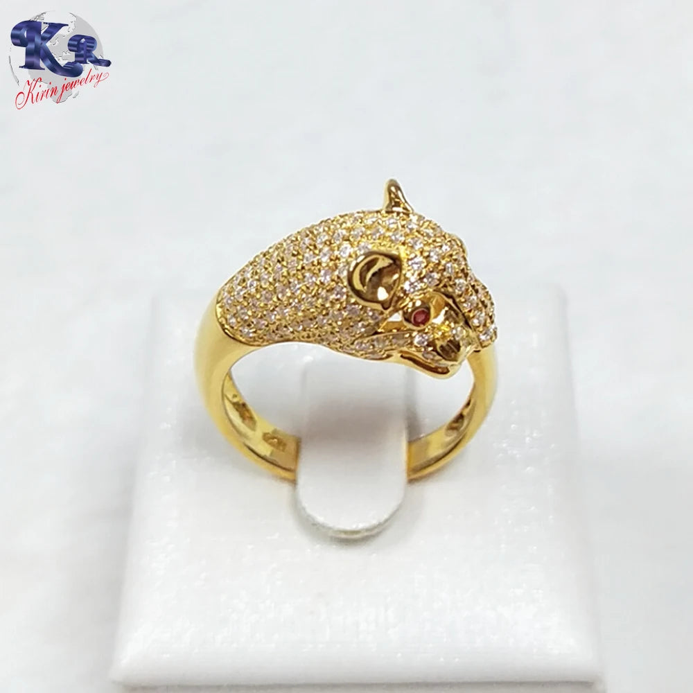 fashion zircon power animal shape rings luxury ring gold jewelry men ring trendy animal leopard ring animal gold plated ring 925 sterling silver jewelry for women custom 18K gold wedding rings Kirin Jewelry