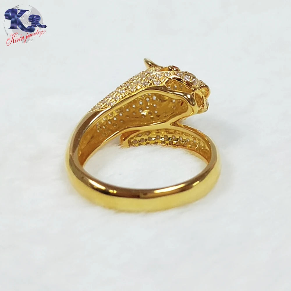 fashion zircon power animal shape rings luxury ring gold jewelry men ring trendy animal leopard ring animal gold plated ring 925 sterling silver jewelry for women custom 18K gold wedding rings Kirin Jewelry