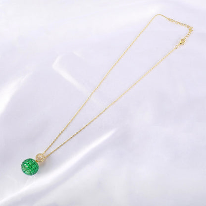 fashion silver gold plated emerald diamond necklace wite roller ball custom for women pendant