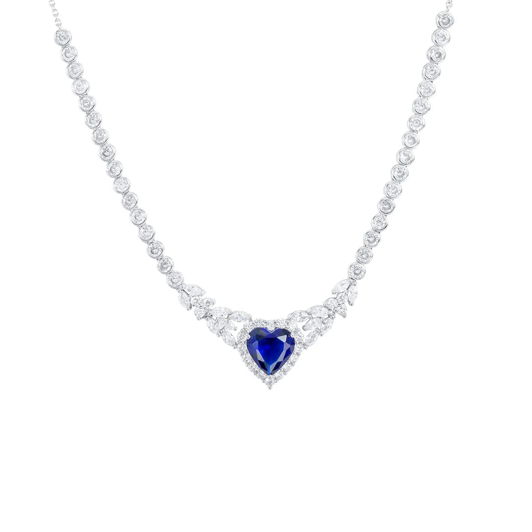fine heart diamond zircon jewellery set fusion stone american diamond Necklace Earrings Ring sets jewelry Kirin Jewelry