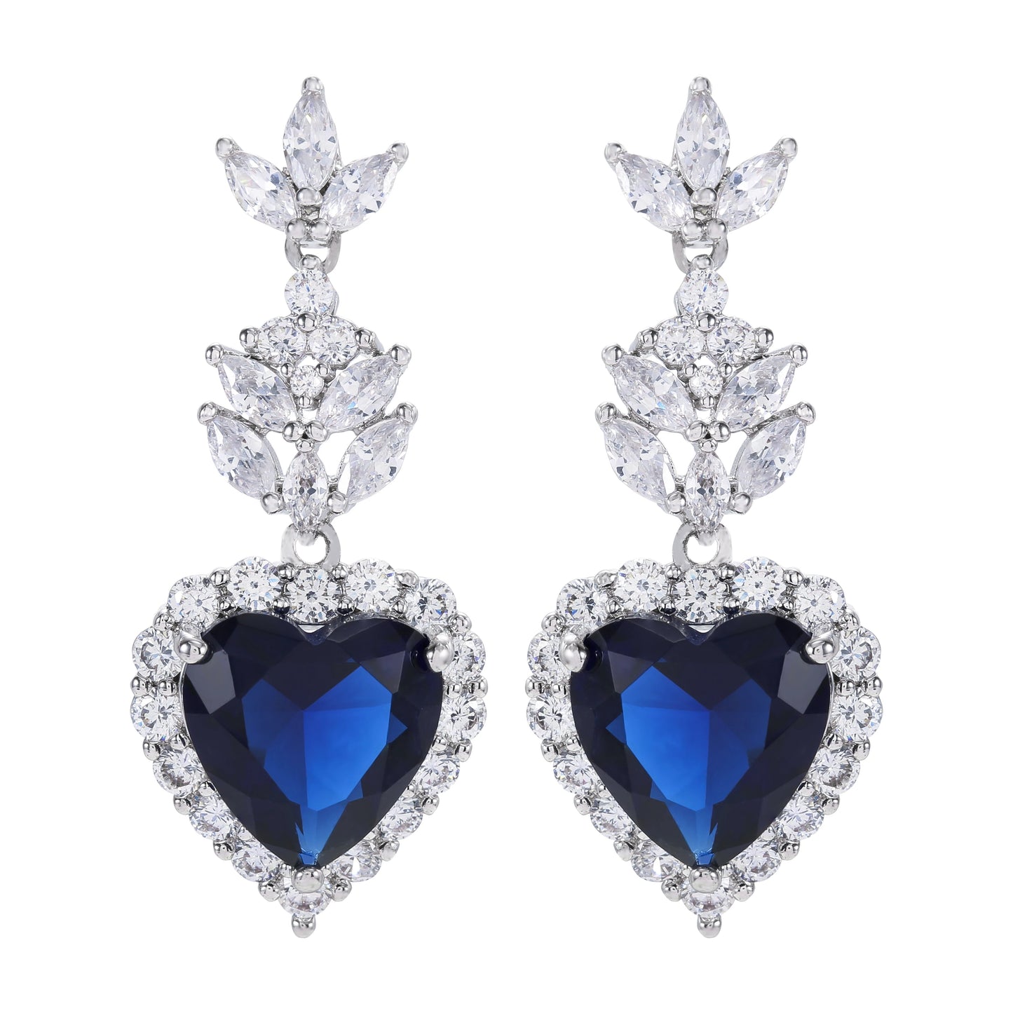 fine heart diamond zircon jewellery set fusion stone american diamond Necklace Earrings Ring sets jewelry Kirin Jewelry