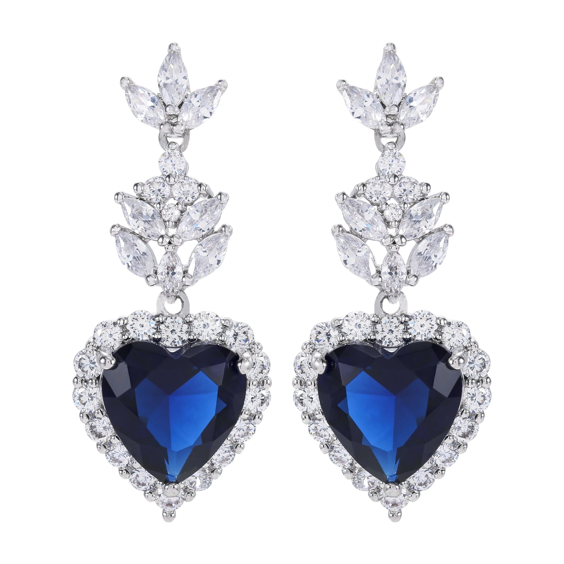 fine heart diamond zircon jewellery set fusion stone american diamond Necklace Earrings Ring sets jewelry Kirin Jewelry