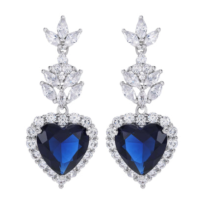 fine heart diamond zircon jewellery set fusion stone american diamond Necklace Earrings Ring sets jewelry Kirin Jewelry