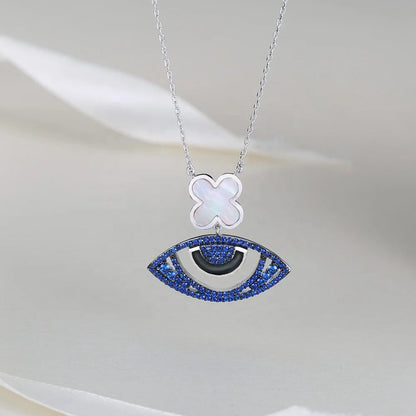 fine jewelry 925 sterling silver necklace evil eye of ra necklace blue evil eye choker necklace for Women evil eye pendant Kirin Jewelry