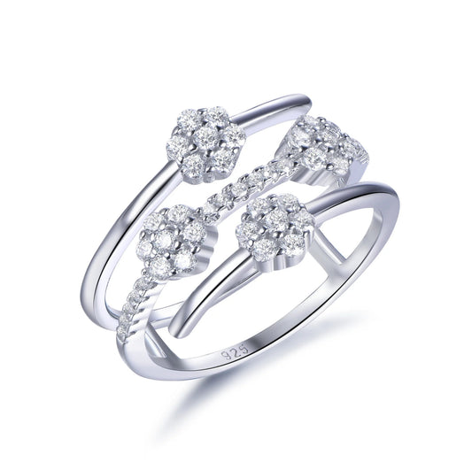 fine jewelry flowers diamond 925 sterling silver princess ring 925 sterling silver ring for women Kirin Jewelry