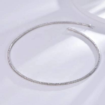 for Women Men Tennis Necklace 18K White Gold Plated 4.0mm Square Cut Zircon Diamond Tennis Chain Necklace Kirin Jewelry