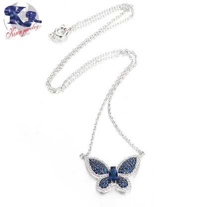 for Women silver chain butterfly pendant necklace Ladies CZ 925 sterling silver necklace pendant Kirin Jewelry