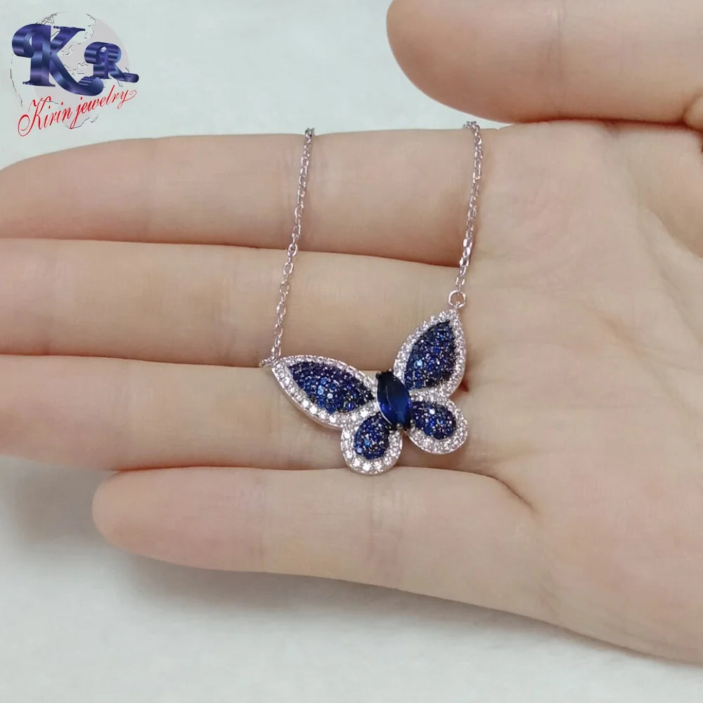 for Women silver chain butterfly pendant necklace Ladies CZ 925 sterling silver necklace pendant Kirin Jewelry