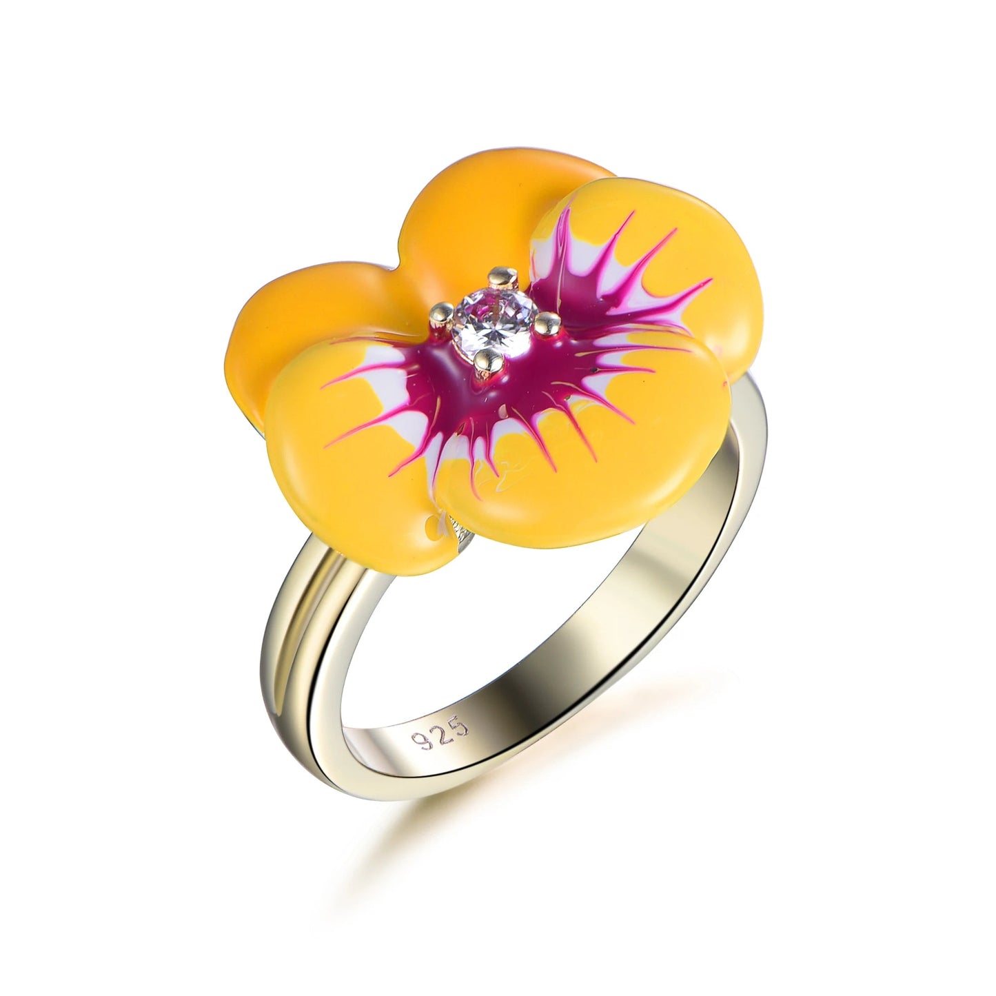 925 sliver gold plated flower ring for women fine jewelry 