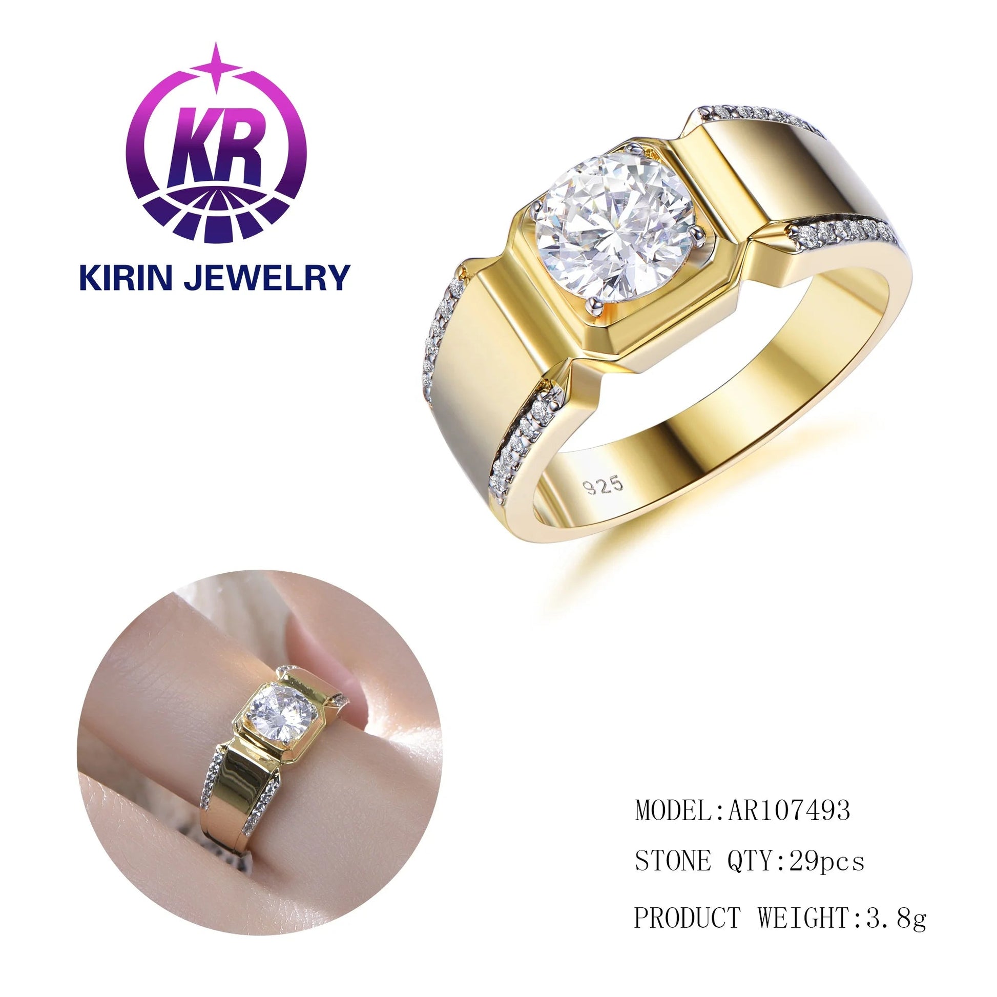 gold plated rings diamond band ring men's wedding bands jewellery wedding band mens 18k gold and diamonds wedding ring Kirin Jewelry