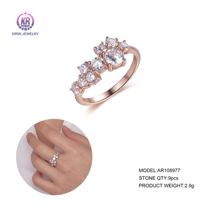 gold plated rings jewelry women AAA CZ crystal fashion finger ring custom adjustable open diamond ring Kirin Jewelry